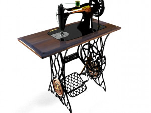 old sewing machine seamstress owl thread ball buttons pattern scissors needle pin decor workshop hob 3D Модель