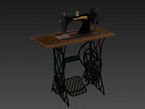 old sewing machine seamstress owl thread ball buttons pattern scissors needle pin decor workshop hob Modèle 3D