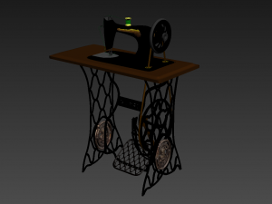 old sewing machine seamstress owl thread ball buttons pattern scissors needle pin decor workshop hob Modèle 3D