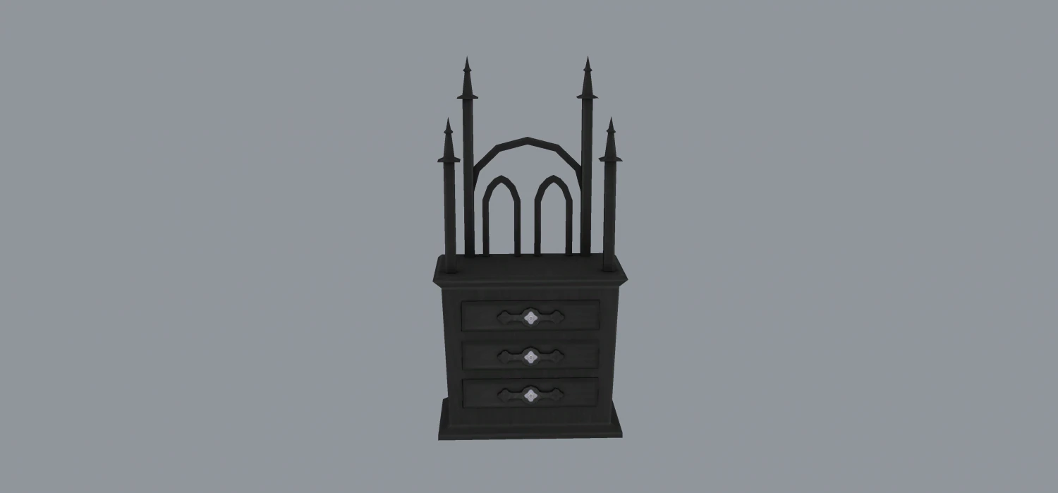 gothic dresser 3D Model .c4d .max .obj .3ds .fbx .stl .blend 