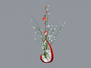 rose branch with blossoms 3Dモデル