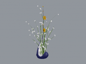 rose branch with blossoms Modelo 3D