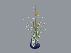 rose branch with blossoms 3D Model