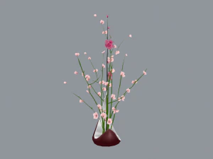 rose branch with blossoms 3D Model