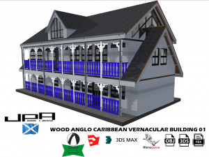 anglo caribbean wood vernacular building 3D Model