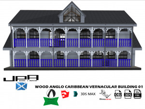 anglo caribbean wood vernacular building 3D Model