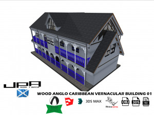 anglo caribbean wood vernacular building 3D Model
