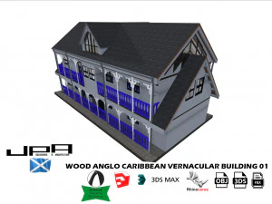 anglo caribbean wood vernacular building 3D Model