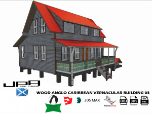 wood anglo caribbean vernacular buidling 03 Modelo 3D