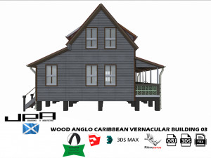 wood anglo caribbean vernacular buidling 03 Model 3D