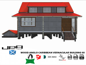 wood anglo caribbean vernacular buidling 03 Model 3D