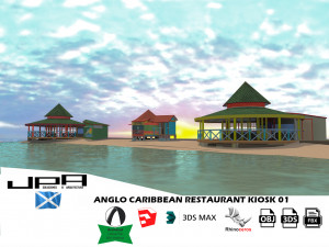 anglo caribbean restaurant kiosk Modèle 3D