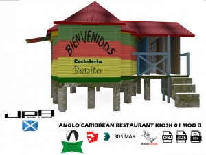 anglo caribbean restaurant kiosk 3Dモデル