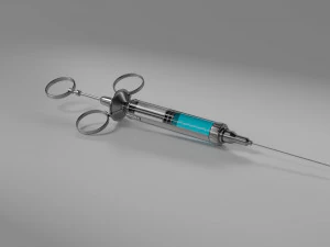 ワクチン covid-19 注射器 ブルー 3Dモデル