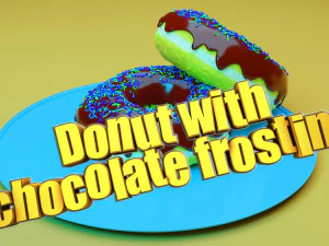 donat dengan frosting coklat Model 3D