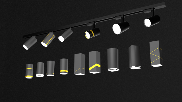 set of track lights Modello 3D .c4d .max .obj .3ds .fbx .stl .blend 