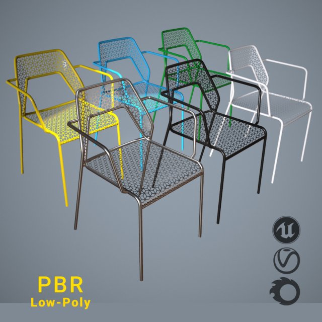 armchair outdoor lowpoly pbr chairs 3D Модель .c4d .max .obj .3ds .fbx .stl .blend 