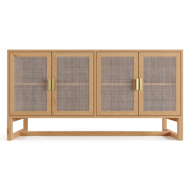 Wooden rattan sideboard Modello 3D .c4d .max .obj .3ds .fbx .stl .blend 