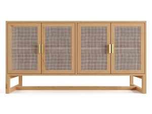 Wooden rattan sideboard 3D 模型