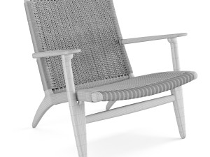 CH25 Rattan Blue Lounge Chair of Carl Hansen 3D Model