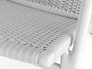CH25 Rattan Blue Lounge Chair of Carl Hansen 3D Model