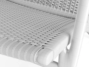 CH25 Rattan Blue Lounge Chair of Carl Hansen 3D Model