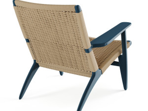 CH25 Rattan Blue Lounge Chair of Carl Hansen 3D Model