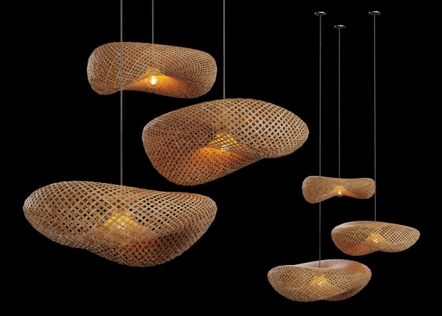 Rattan Pendant Lights Parametric Vol 2 3D मॉडल .c4d .max .obj .3ds .fbx .stl .blend 