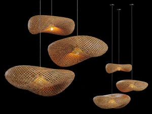 Lampade a sospensione in rattan parametriche Vol 2 Modello 3D