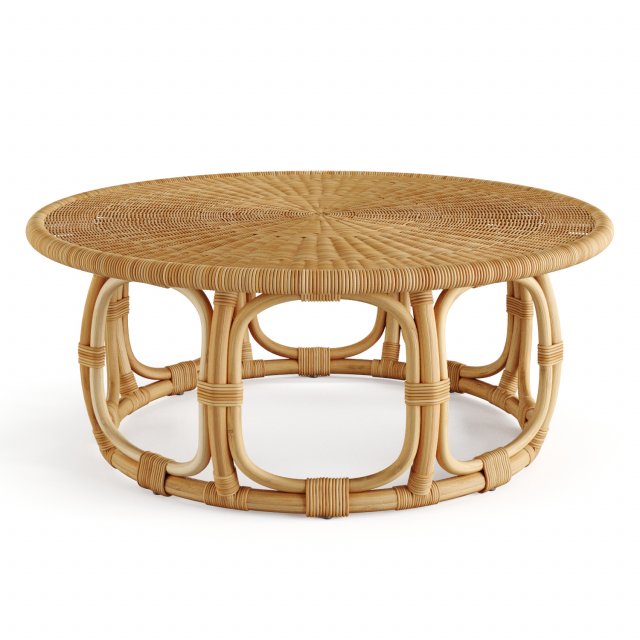 Anguilla Rattan Coffee Table Serena Lily 3D Model .c4d .max .obj .3ds .fbx .stl .blend 