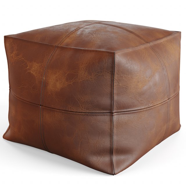 Vintage Leather Pouf Modello 3D .c4d .max .obj .3ds .fbx .stl .blend 