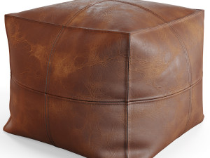 Vintage Leather Pouf 3D Model