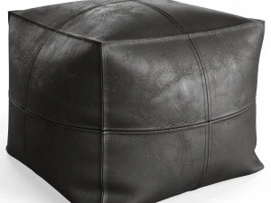 Vintage Leather Pouf 3D Model