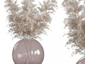 Pampass vase bouquet set 02 3D Model