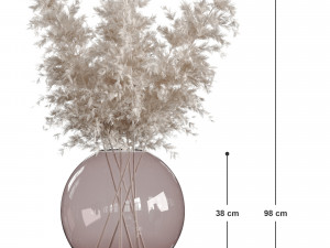 Pampass vase bouquet set 02 Modello 3D