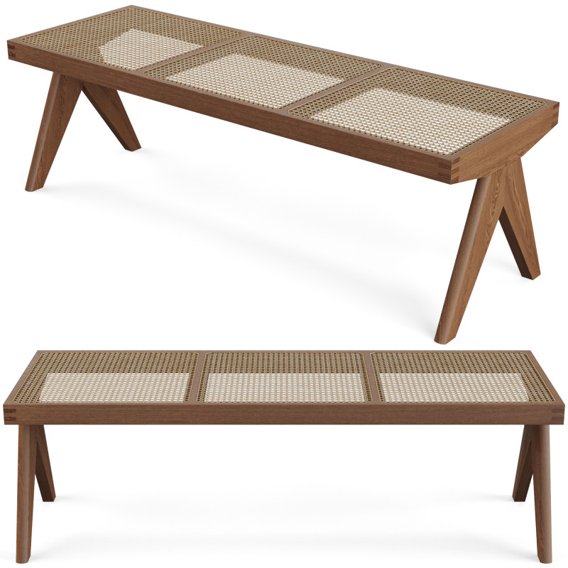 Rattan Bench by Pierre Jeanneret 3D 모델 .c4d .max .obj .3ds .fbx .stl .blend 