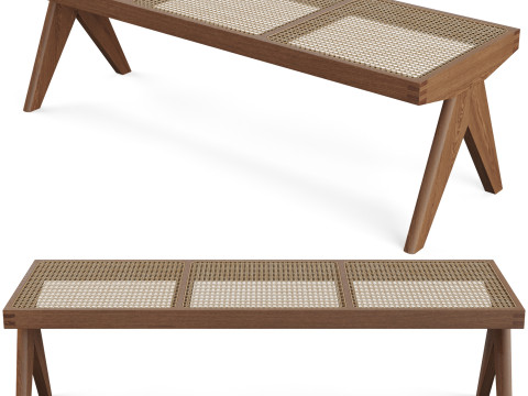Rattan Bench by Pierre Jeanneret 3D मॉडल