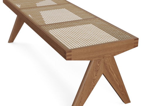 Rattan Bench by Pierre Jeanneret 3D 모델