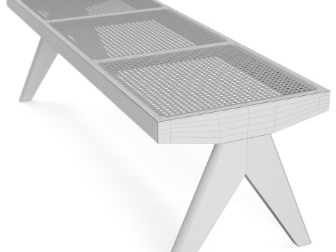 Rattan Bench by Pierre Jeanneret 3D 모델