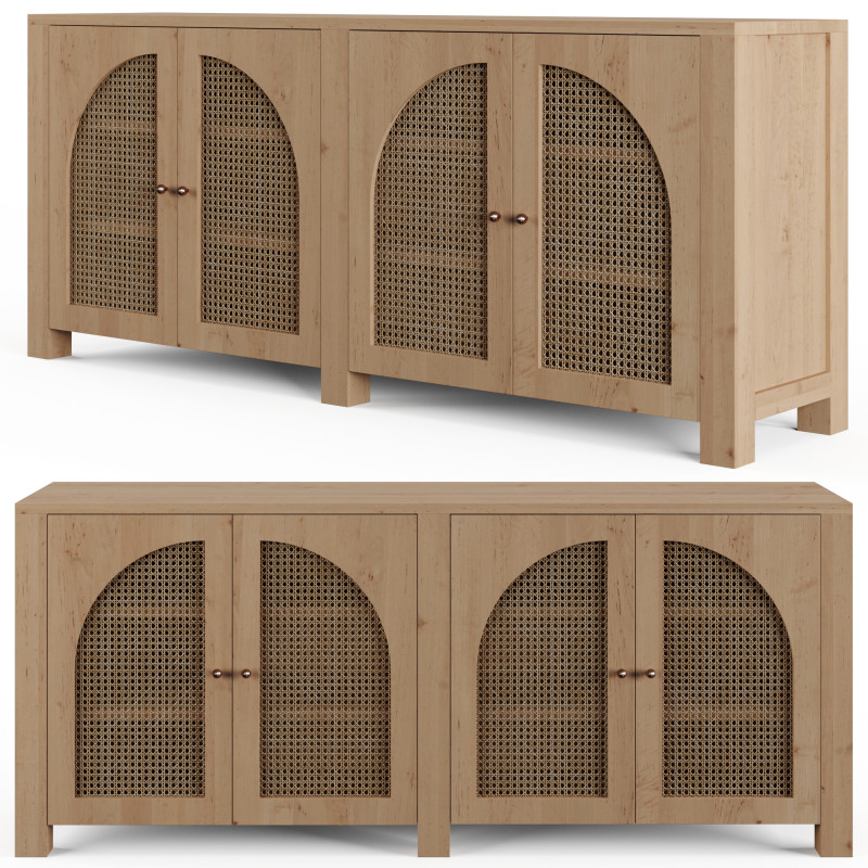 Cane Arches Sideboard by WestELM 3D 模型 .c4d .max .obj .3ds .fbx .stl .blend 