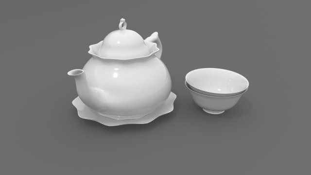 teaport and tea bowlsaucer 3D 模型 .c4d .max .obj .3ds .fbx .stl .blend 