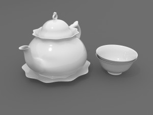 teaport and tea bowlsaucer 3D Model
