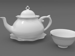 teaport and tea bowlsaucer 3D 模型