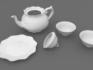 teaport and tea bowlsaucer 3D 模型