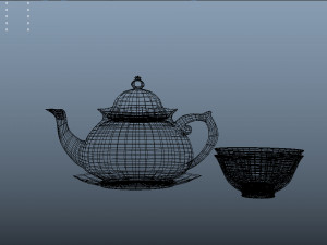 teaport and tea bowlsaucer 3D 模型