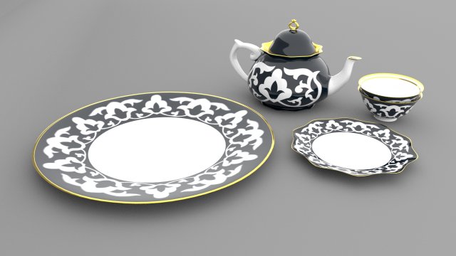 uzbek national teaport and dish Modèle 3D .c4d .max .obj .3ds .fbx .stl .blend 
