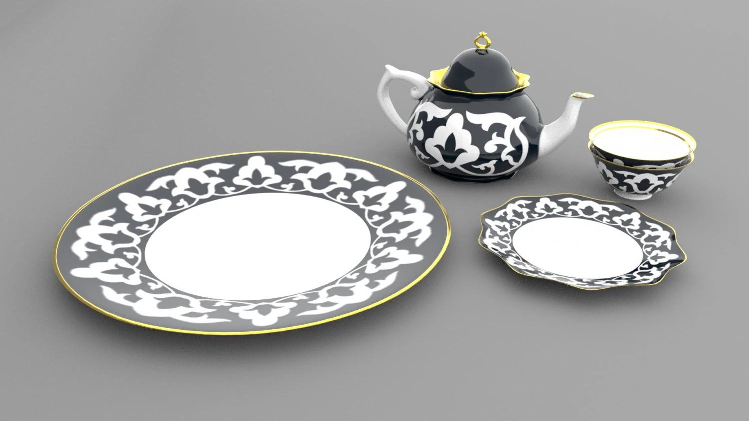 uzbecki narodowy herbaciarnia i danie Model 3D .c4d .max .obj .3ds .fbx .stl .blend 