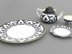uzbek national teaport and dish 3D Model