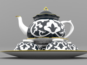 uzbek national teaport and dish Modèle 3D