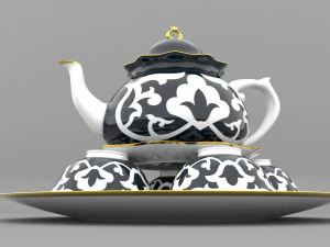 uzbecki narodowy herbaciarnia i danie Model 3D